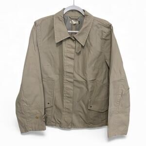 J. Crew Wallace & Barnes Utility Jacket Men's XL Khaki Tan Cotton Zip Up Snaps